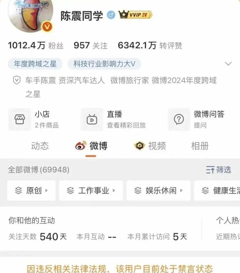 知名车评人陈震小红书B站等部分账号解封<strong></p>
<p>理财窍门</strong>，暂未更新内容，此前被全网多平台禁言，偷税被查